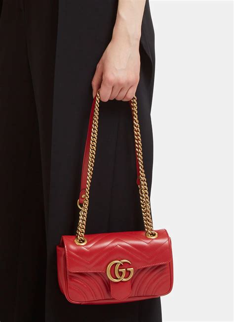 gucci gg suede red chain bag|Gucci small shoulder bags.